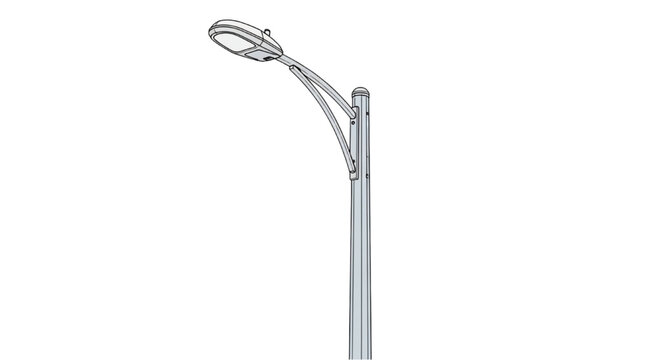 Street Light Pole 2D AutoCAD Style Illustration, Minimal Flat Urban Lighting Vector, CAD Inspired Infrastructure Design Isolated on White Background