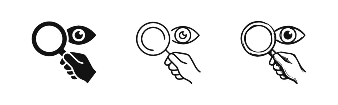 Eye Exam and Vision Test Icon Set Ophthalmology and Optical Research Icons