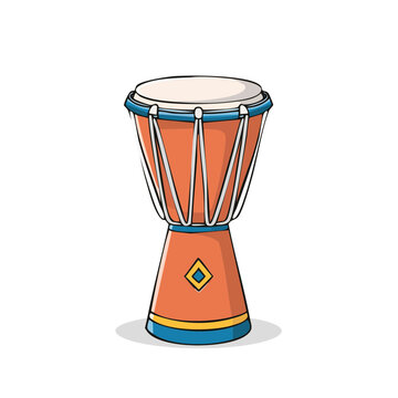 Vibrant Handcrafted Djembe Drum with Traditional African Patterns