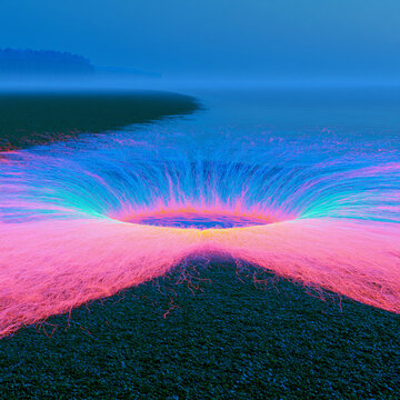 surreal neon landscape