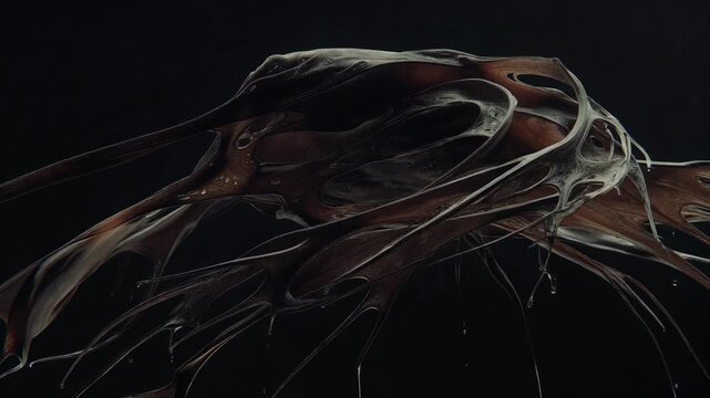 Abstract organic fluid form in smooth artistic style on dark background, concept of motion and transformation