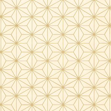 Seamless traditional Japanese Asanoha hemp leaf pattern in elegant gold lines. generated by AI.