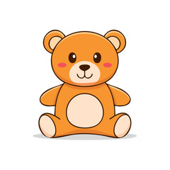 Naklejka premium Adorable Cartoon Teddy Bear Sitting Playfully with Cute Round Face and Whiskers