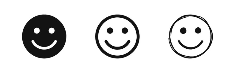 Obraz premium Happy Face and Smiley Emoji Icons: Positive Emotion and Satisfaction Symbols