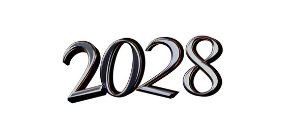 Stylish 2028 design in metallic style, perfect for new year greetings, celebrations, even © vegefox.com