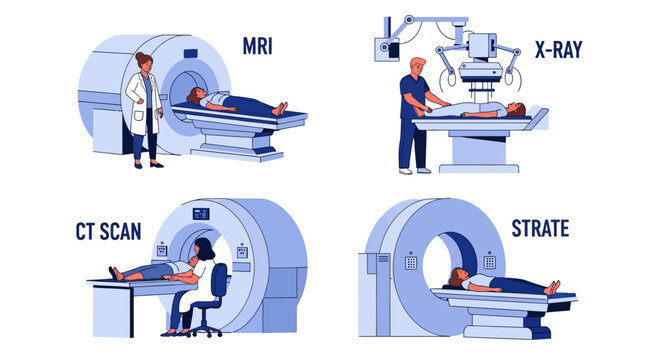 Medical Imaging Icons, Healthcare Illustrations, MRI, CT Scan, X-Ray, Vector Graphics