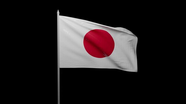 flag of japan waving in the wind alpha channel
