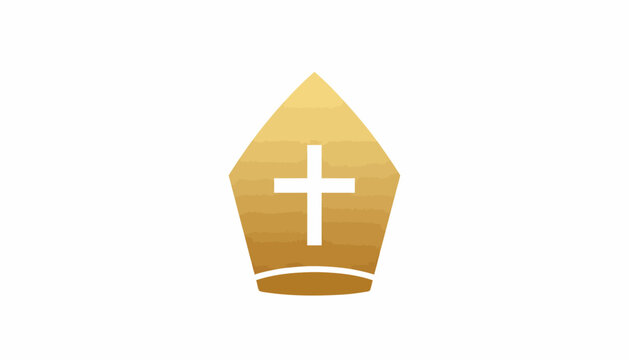 Golden mitre, Christian clergy hat, Catholic bishop crown, religious icon, gold crest