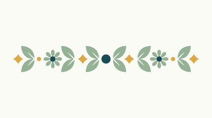 A decorative floral design element with leaves and flowers. © Abhinaya Project