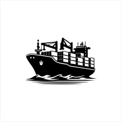 Obraz premium Industrial cargo container ship silhouette isolated.