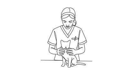 Veterinarian Examining a Cat Gently. © Muhammadsaefulkhasan