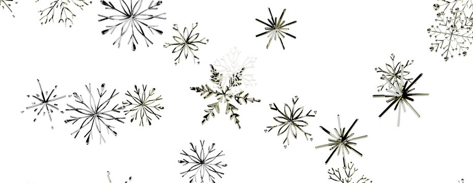 Unique snowflake illustrations on white perfect for seasonal design projects, winter holidays and Ch