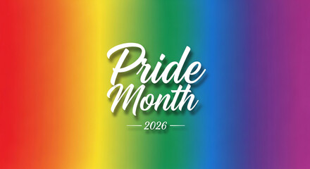 Fototapeta premium Rainbow gradient background with white text 