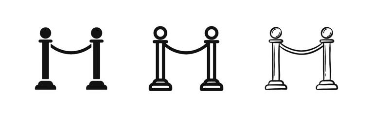 Exclusive VIP access and rope barrier icon set © drawing lines