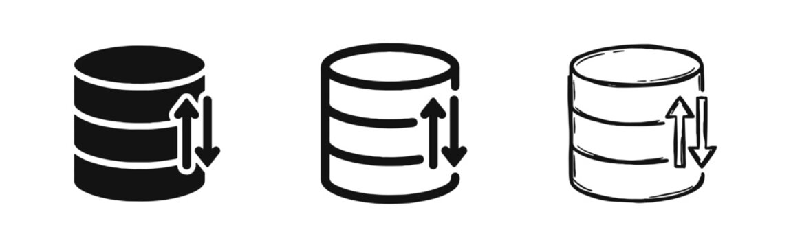 Database synchronization and data transfer icon set