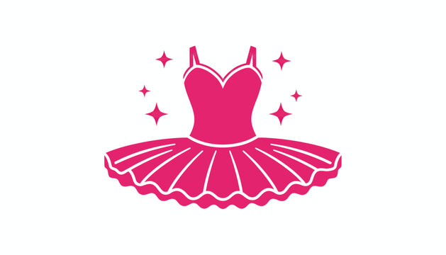 Pink ballet tutu, dance costume, vector illustration, fashion icon, sparkly design