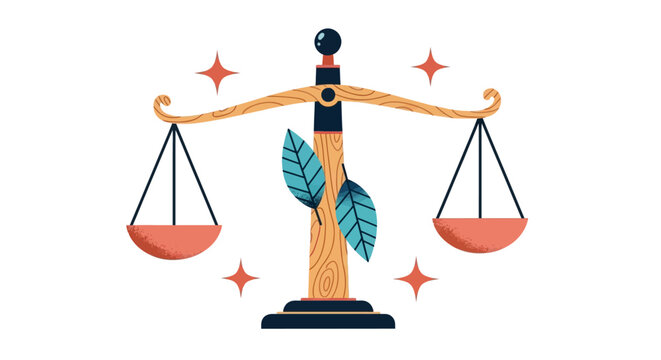 Vector balance scale icon, equality symbol, justice illustration, law and order graphics, colorful flat design