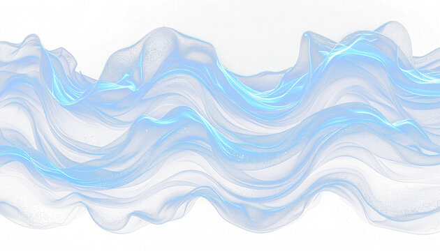 abstract blue waves isolated on transparent background