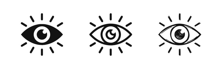 Naklejka premium Vision and Insight Eye Icons - Look Visibility and Observation Symbols