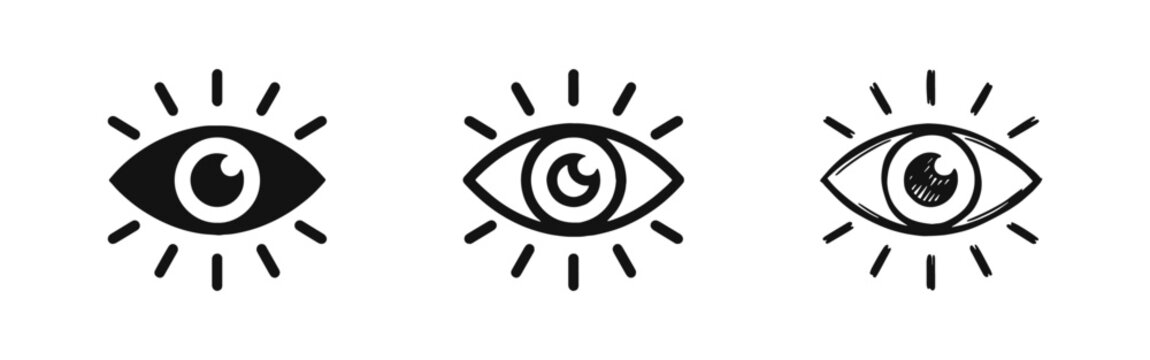 Vision and Insight Eye Icons - Look Visibility and Observation Symbols