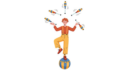 Juggling, circus performer, balancing act, colorful illustration, vector graphics © Adam