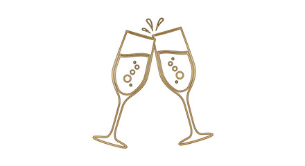 Golden champagne glasses, clinking wine glasses, celebration icons, luxury drinkware, festive toast © Adam
