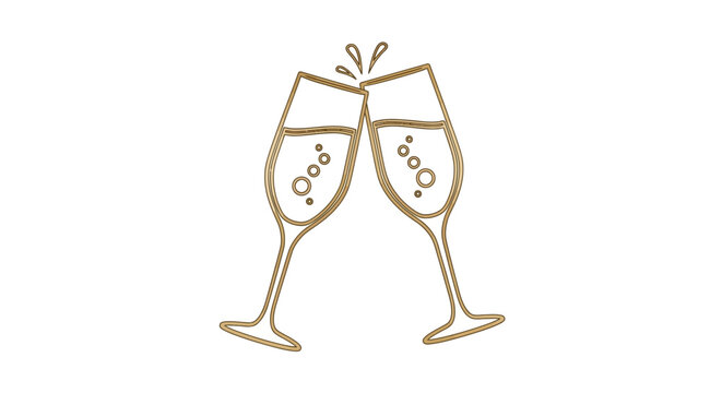Golden champagne glasses, clinking wine glasses, celebration icons, luxury drinkware, festive toast