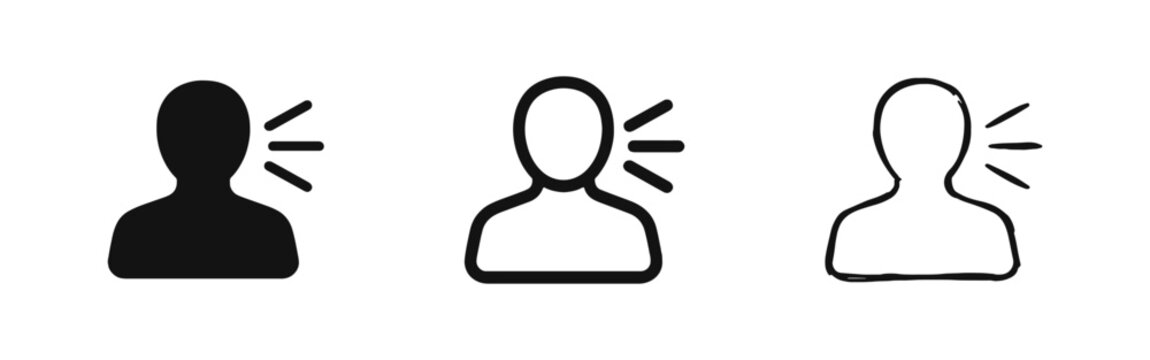 Speaking Person Voice Communication and Audio Icon Set