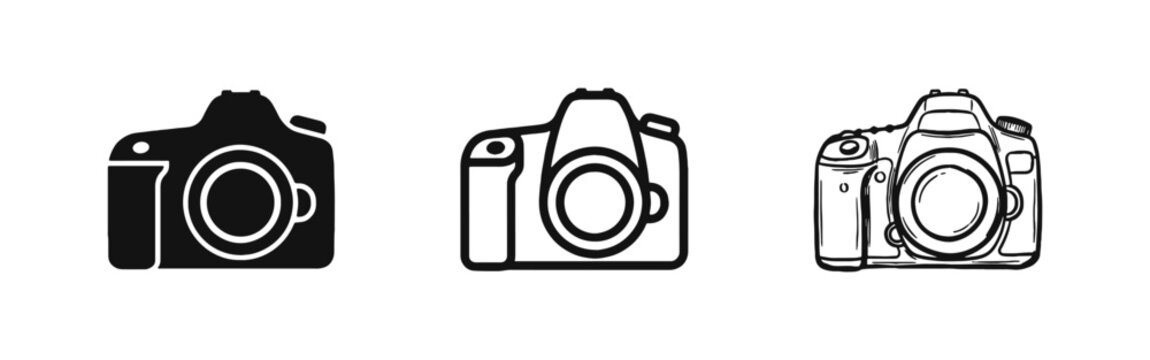 Digital SLR Camera Icon Set in Three Styles for Photography and Content Creation