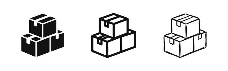 Fototapeta na wymiar Shipping Cardboard Boxes Icon Set for Logistics, Delivery and Moving