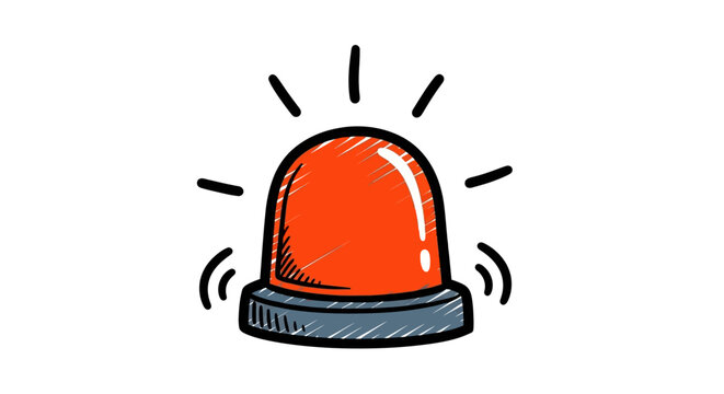 Emergency siren light, warning beacon icon, red alert signal, vector illustration