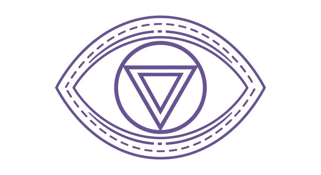 Purple eye symbol, all-seeing eye icon, mystical eye logo, spiritual triangle vector