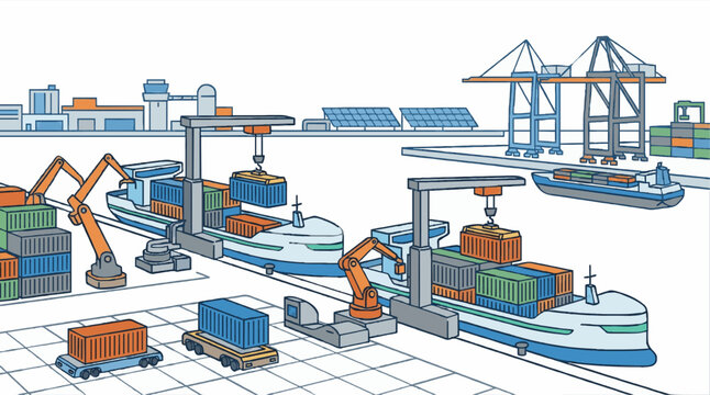 Busy Cross-Border Shipping Terminal