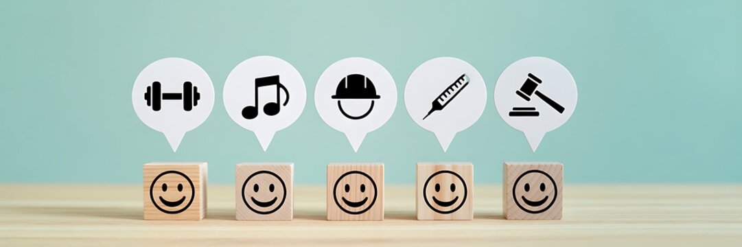 Customer satisfaction concept with rating icons showing feedback emotions and service evaluation