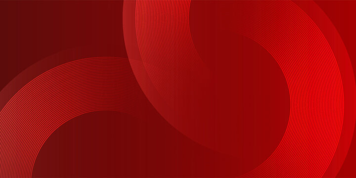 Abstract red background with glowing curve lines. Modern shiny red gradient geometric circle lines pattern. Suit for banner, web, brochure, pamflet and presentation