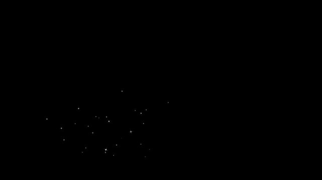 Glowing white twinkling stars creating a flowing glitter trail with doodle spark lines and fairy dust motion, smooth particle animation on transparent alpha channel, 4K seamless loop