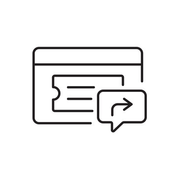 A vector icon representing a reply action within a support ticket conversation, created in line style with editable stroke