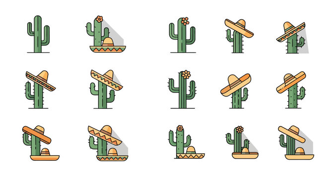 Festive Green Cactus with Sombrero in Mexican Celebration