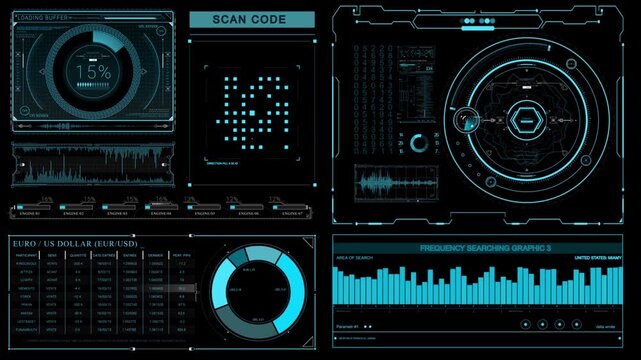 Blue digital money logo with head up display (HUD UI) panel and futuristic technology abstract background crypto currency finance and digital money
