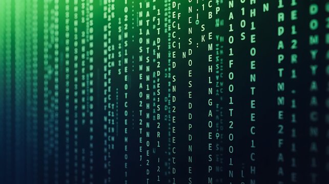 Green digital data stream binary code abstract cyber technology background