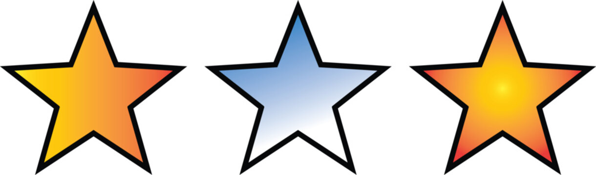 Three stars two yellow and one blue rating system illustration with feedback