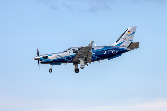 Luqa, Malta - May 3, 2026: TBM 960 (Reg.: D-FTCU) arriving runway 31 from Frankfurt.