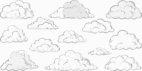 Fototapeta premium hand drawn clouds collection on white background sketch style