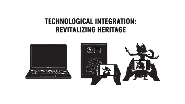 Professional black and white vector clipart featuring Indonesian cultural icons like Keris and Monas combined with modern infrastructure, isolated on a white background for easy editing.