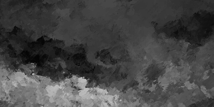An abstract dark grunge background features a stormy sky with old paper textures and swirling gray smoke clouds under a faint blue moon light