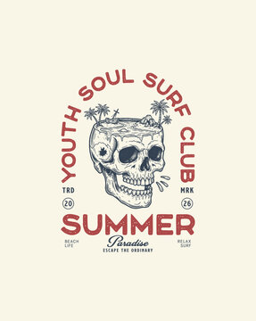 Youth Soul Surf Club Summer Skull Graphic.
