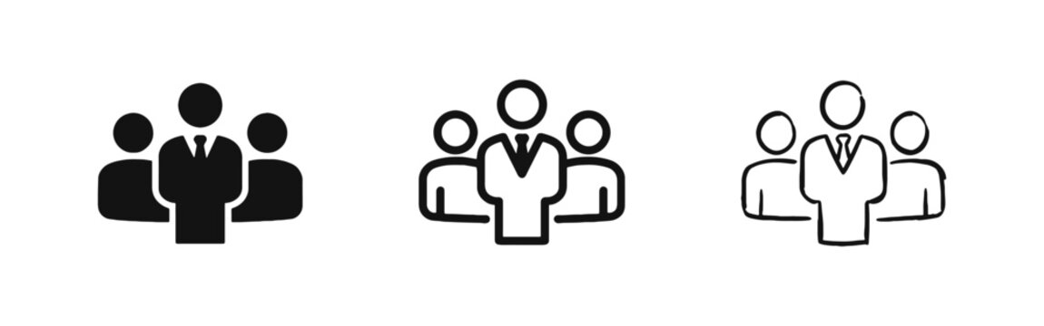 Team leadership and business personnel corporate workforce icon set