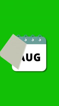 Calendar Flip Animation Monthly Pages on Green Screen 4K