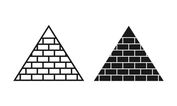 Pyramid icon set. Egypt history symbol. Landmark structure sign. Vector illustration image.
