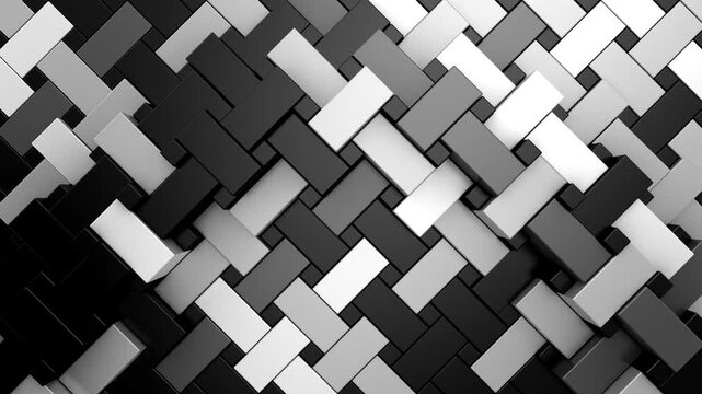 Geometric Shapes Form a Wave. Abstract motion, 3d rendering, 4k resolution
